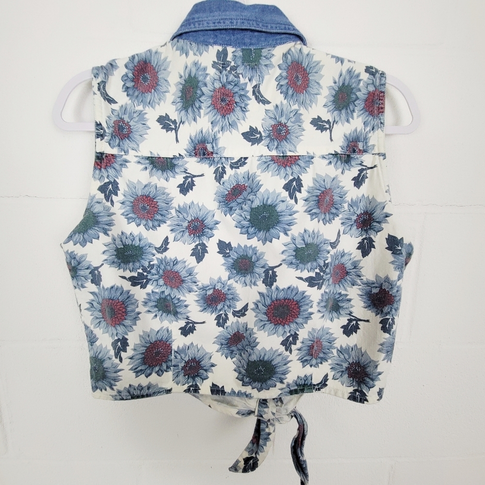 Vintage Andrew's Blues Flower Crop Top Size Large - Picture 5 of 5